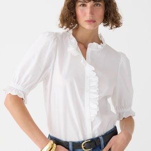 BNWT J Crew Ruffle Trim Button Up/Button Down
